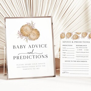 Plantilla de actividad de predicciones y consejos para baby shower de Cutie Pie, baby shower con temática de pastel de otoño, tarjeta de consejos para bebés imprimible, baby shower de otoño
