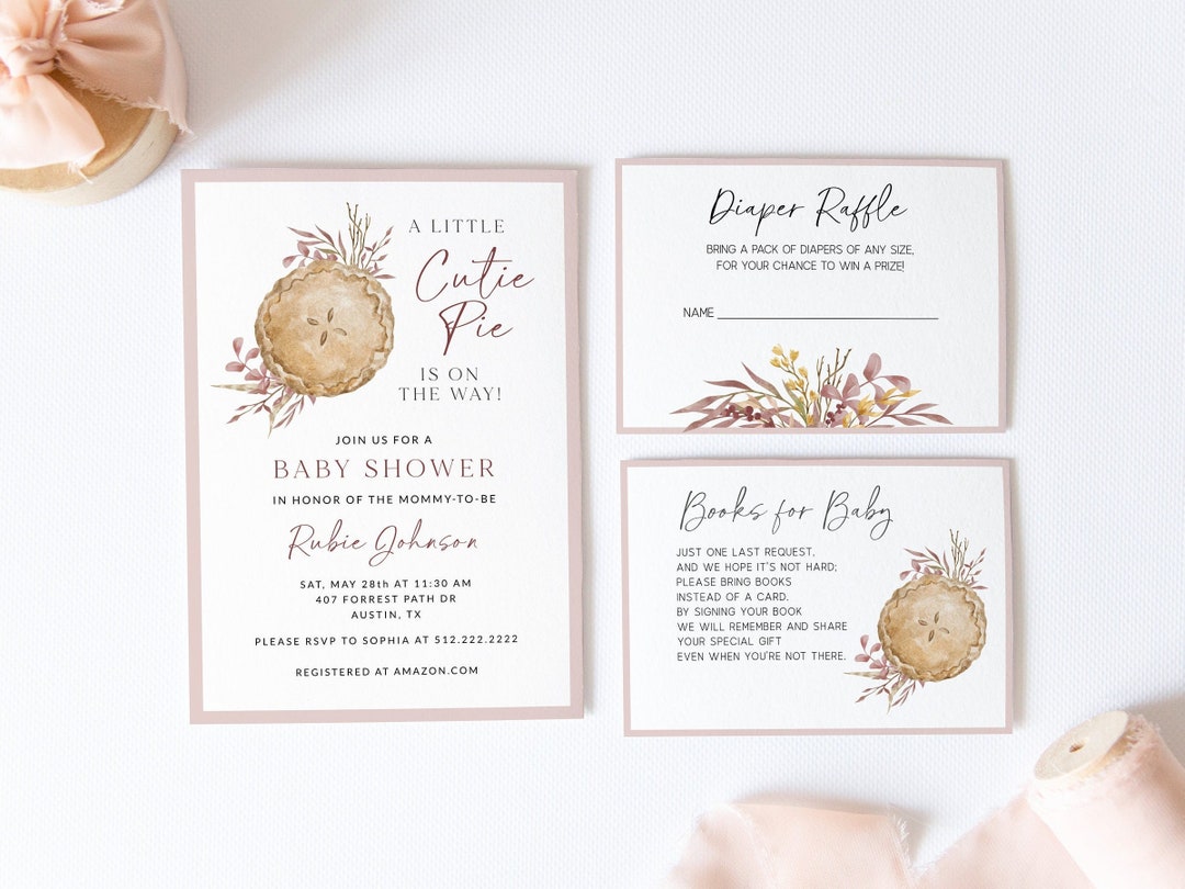 Cutie Pie Baby Shower Invitation Suite Template, Girl Fall Baby Shower ...