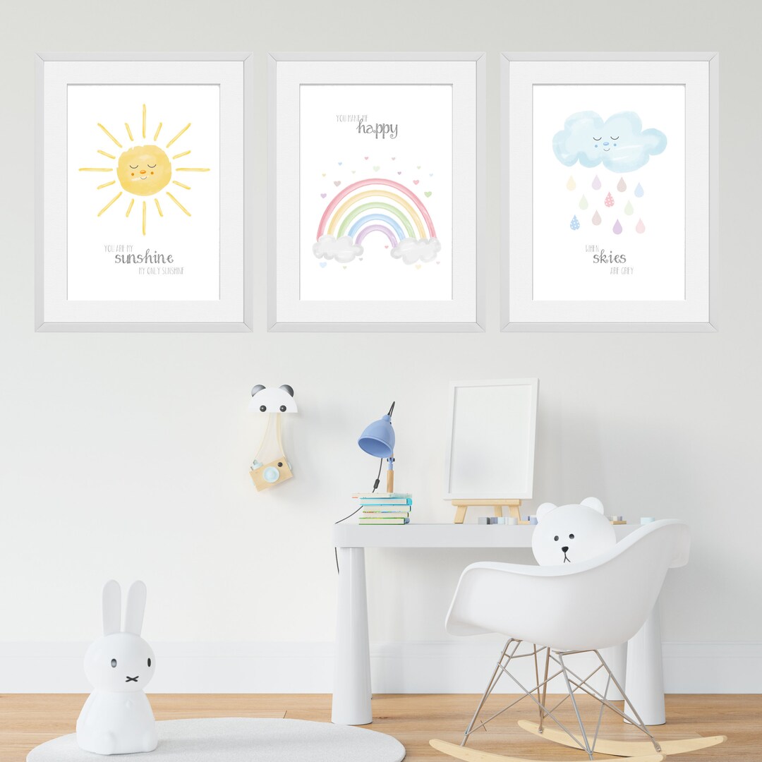 You Are My Sunshine Print Set | Weather Nursery Print | Cloud Nursery ...