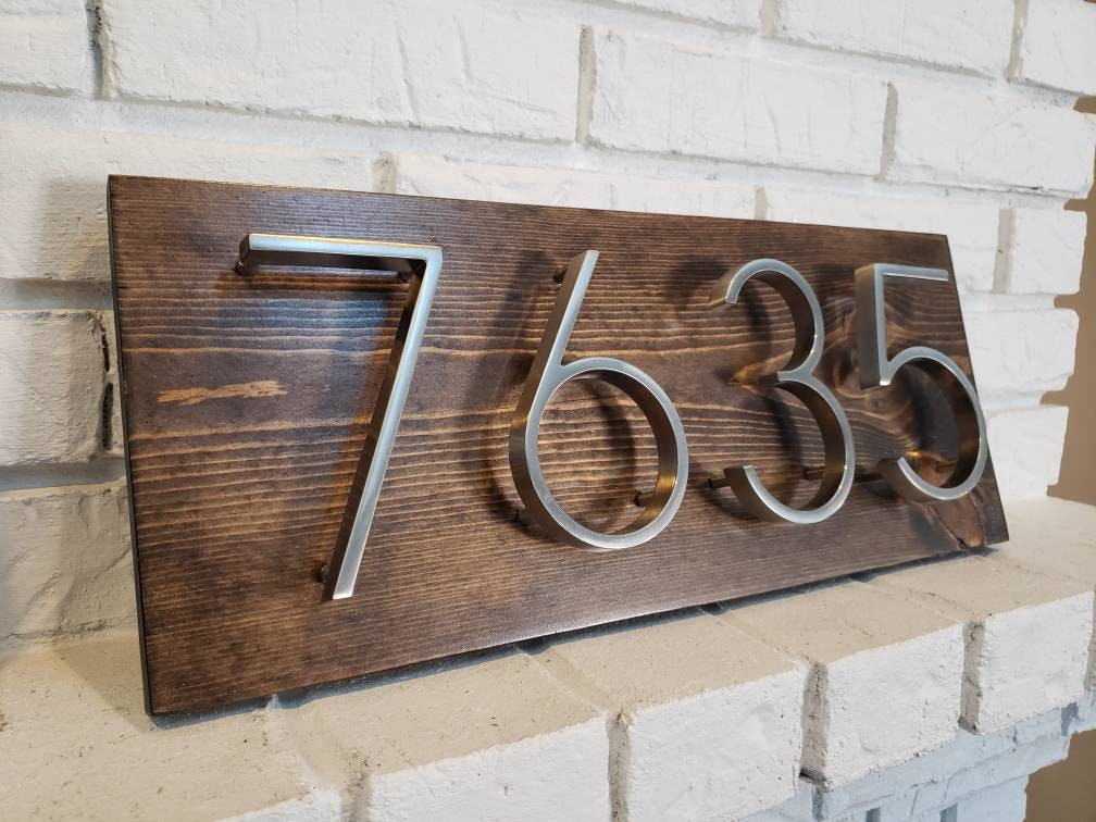 Unique wood and metal house number plaques. House number Etsy