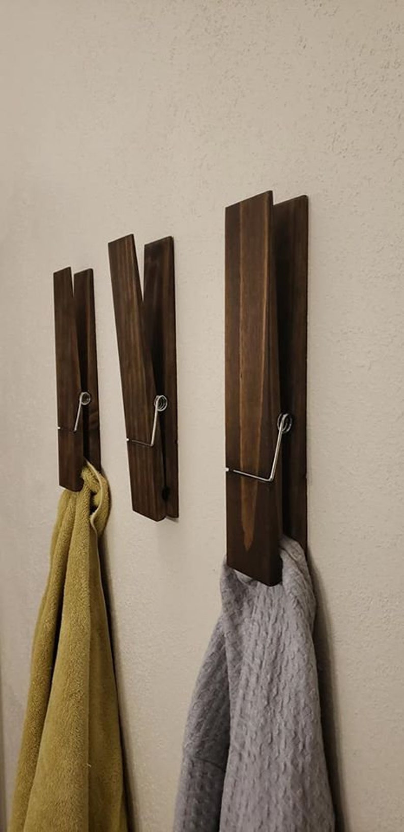 Jumbo clothespin bathroom towel holder. Bathroom decor Etsy