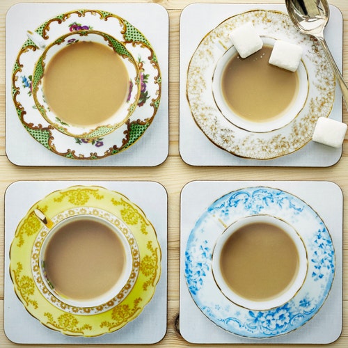 Teacup Coaster Set Gift for Tea Lover Drinks Coaster Tea Etsy