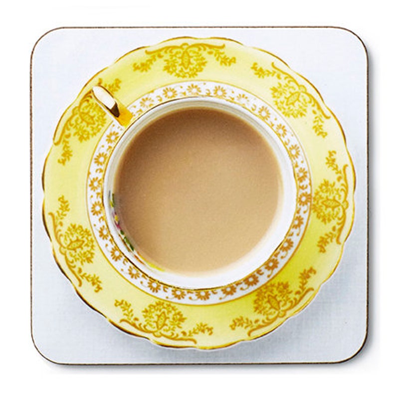 Teacup Coaster Set: Gift for Tea Lover Drinks Coaster Tea Coaster AFTERNOON ETIQUETTE Cuppa Coasters With Quirky Teabag Gift Tag image 7