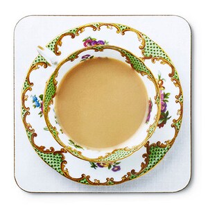 Teacup Coaster Set: Gift for Tea Lover Drinks Coaster Tea Coaster AFTERNOON ETIQUETTE Cuppa Coasters With Quirky Teabag Gift Tag image 6