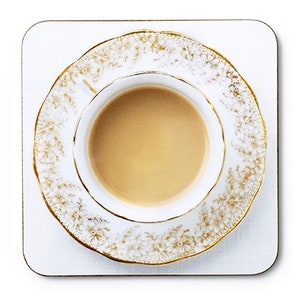 Teacup Coaster Set: Gift for Tea Lover Drinks Coaster Tea Coaster AFTERNOON ETIQUETTE Cuppa Coasters With Quirky Teabag Gift Tag image 9