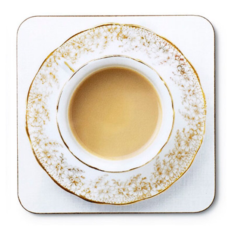 Teacup Coaster Set: Gift for Tea Lover Drinks Coaster Tea Coaster AFTERNOON ETIQUETTE Cuppa Coasters With Quirky Teabag Gift Tag image 9