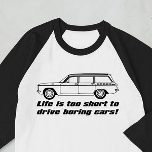 Corvair Lakewood Life is Too Short to Drive Boring Cars 3/4 sleeve raglan shirt White/Black