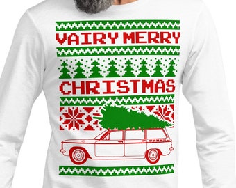 Corvair Lakewood Wagon Ugly Christmas Sweater Style Unisex Camiseta de manga larga