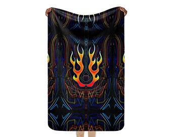 Hand Drawn Pinstripe Flames by Scott Sherpa blanket