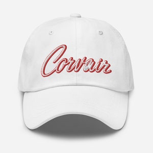 Bonnet brodé Corvair Script 2 couleur blanc rouge White