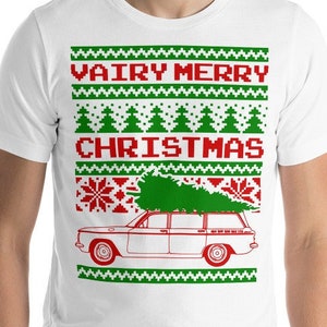 Corvair Lakewood Wagon Lelijke Kerst trui stijl Unisex T-shirt met korte mouw