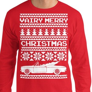 Corvair Ugly Christmas 1962, 1963, 1964 Convertible Men’s Long Sleeve Shirt