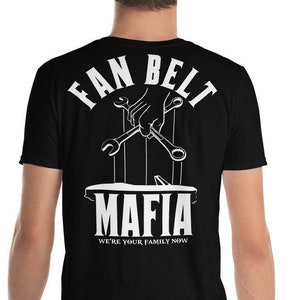 Fan Belt Mafia Late Model Corvair Convertible 1965, 1966, 1967, 1968, 1969, Short-Sleeve Unisex T-Shirt