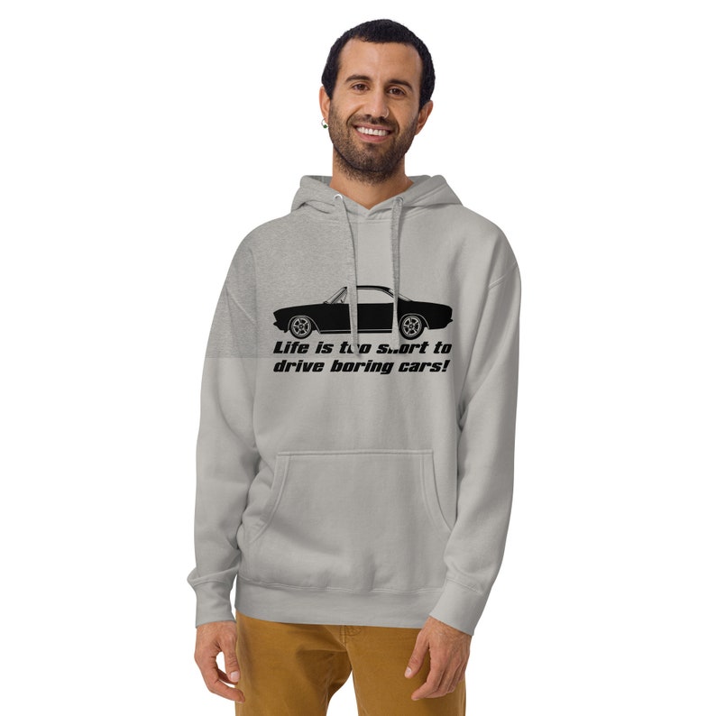 Corvair Life Is Too Short To Drive Boring Cars Unisex Hoodie Carbon Grey