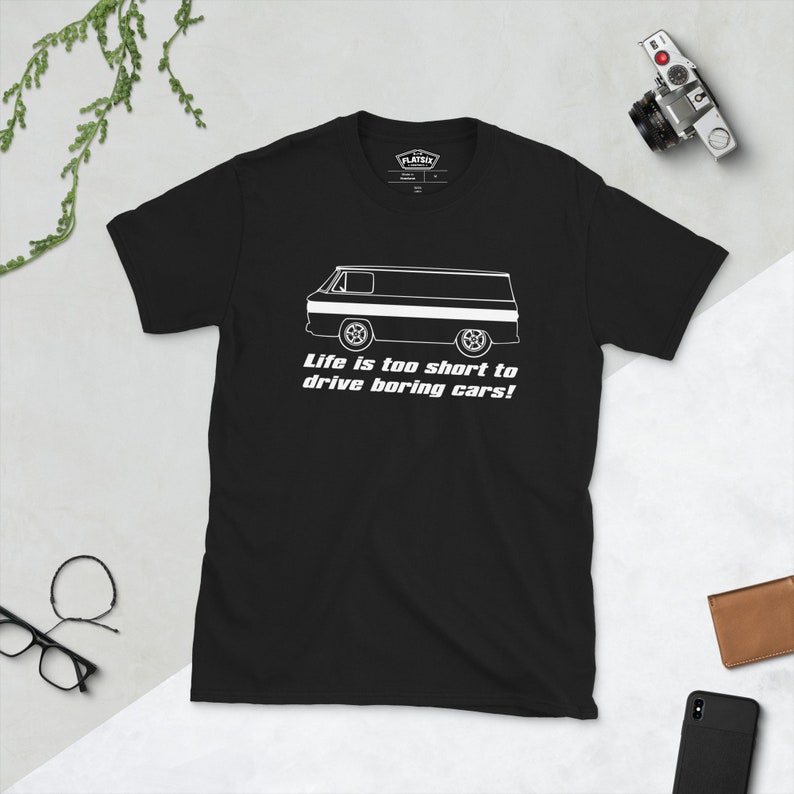 Corvair Corvan Life is Too Short to Drive Boring Cars Short-Sleeve Unisex T-Shirt Black