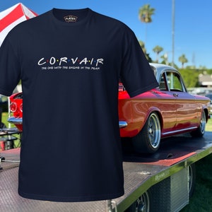 Corvair Friends The One with the Engine in the Rear Short-Sleeve T-Shirt Navy