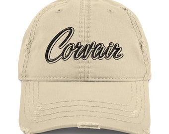 Embroidered Corvair Script Distressed Dad Hat