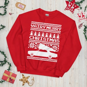 Corvair Late Model Sedan Ugly Christmas Sweater Style Sweatshirt Red