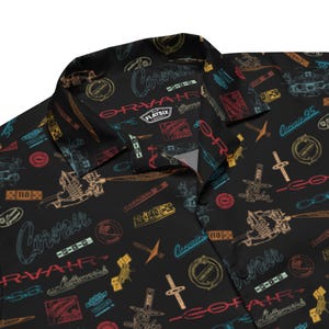 Corvair Emblem Vintage Pattern Unisex button down bowling hawaiian shirt