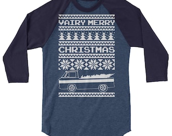Corvair Rampside Ugly Christmas Sweater Style Raglan shirt met 3/4 mouwen