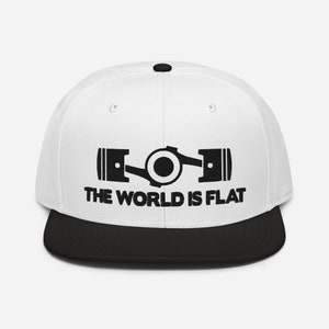 The World Is Flat Embroidered Snapback Hat Black / White / Whit