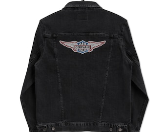 Embroidered Corvair Script with Wings on Back Unisex denim jacket
