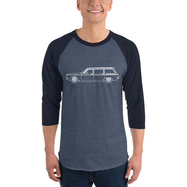 Corvair Lakewood 3/4 sleeve raglan shirt Heather Denim/Navy