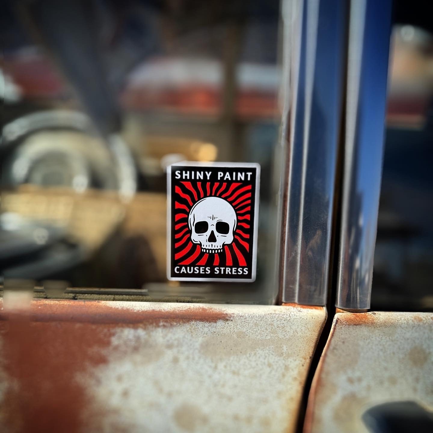 Shiny Paint Causes Stress Stickers three styles to choose from. Patina