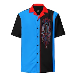 Blue Corvair Monza Pinstripe vintage bowling retro button down Hawaiian shirt