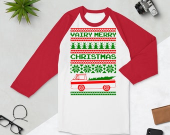 Rampside Corvair Ugly Christmas Sweater Style 3/4 sleeve raglan shirt