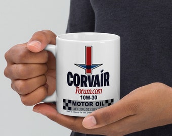 Corvair Forum Oil White glossy mug