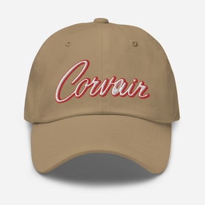 Bonnet brodé Corvair Script 2 couleur blanc rouge Khaki