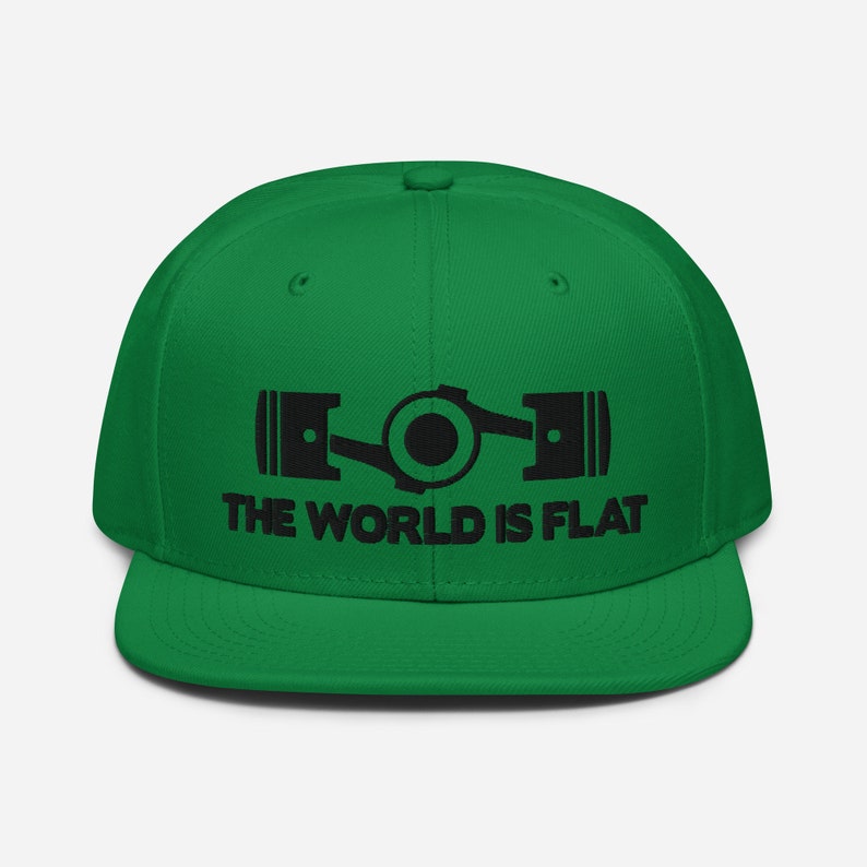 The World Is Flat Embroidered Snapback Hat Kelly green