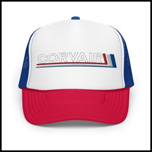 Corvair Embroidered Vintage Foam trucker hat White / Royal / Red