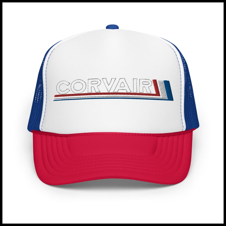 Corvair Embroidered Vintage Foam trucker hat White / Royal / Red