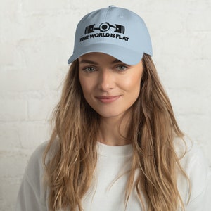 The World Is Flat Embroidered Dad hat Light Blue