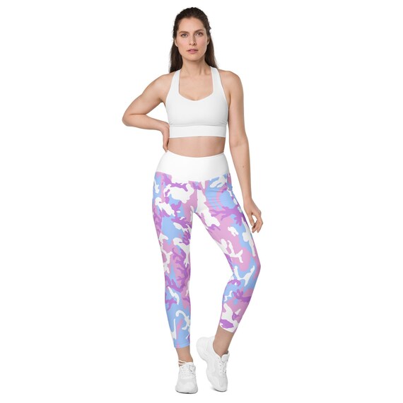 Custom Pastel Camo and White Leggings 
