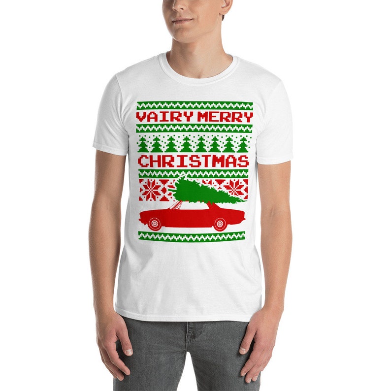 Corvair Late Model Sedan Ugly Christmas Sweater Style Short-Sleeve T-Shirt image 6