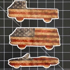 Corvair American Flag Stickers Vintage Flag