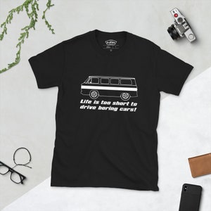 Corvair Greenbrier Life is Too Short to Drive Boring Cars Short-Sleeve Unisex T-Shirt image 4