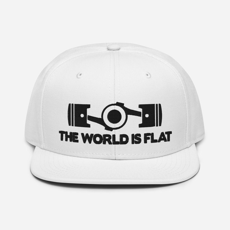 The World Is Flat Embroidered Snapback Hat White