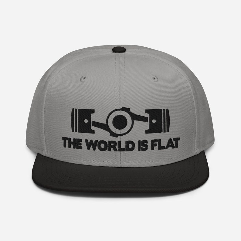 The World Is Flat Embroidered Snapback Hat Black / Gray / Gray