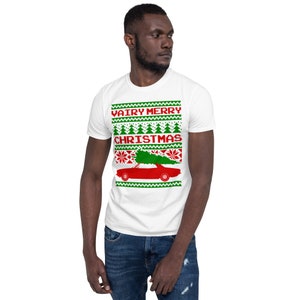 Corvair Late Model Sedan Ugly Christmas Sweater Style Short-Sleeve T-Shirt image 9