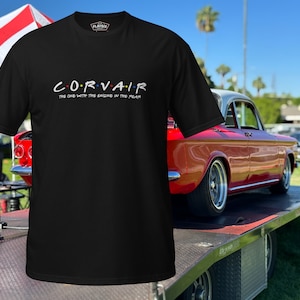 Corvair Friends The One with the Engine in the Rear Short-Sleeve T-Shirt Black