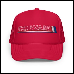 Corvair Embroidered Vintage Foam trucker hat Red