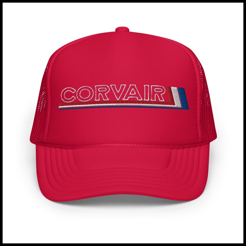 Corvair Embroidered Vintage Foam trucker hat Red