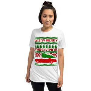 Corvair Late Model Sedan Ugly Christmas Sweater Style Short-Sleeve T-Shirt image 8