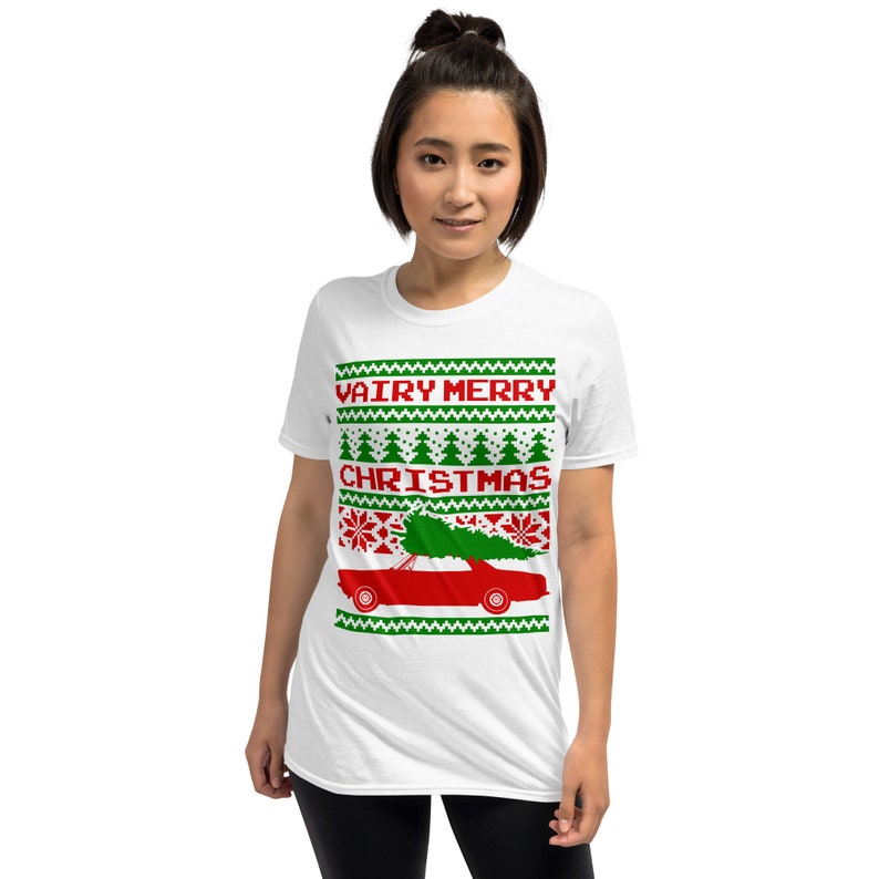 Corvair Late Model Sedan Ugly Christmas Sweater Style Short-Sleeve T-Shirt image 8