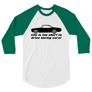 Corvair Life is Too Short to Drive Boring Cars 3/4 sleeve raglan shirt White/Kelly