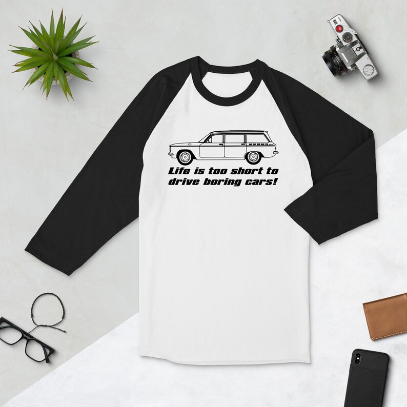 Corvair Lakewood Life is Too Short to Drive Boring Cars 3/4 sleeve raglan shirt White/Black